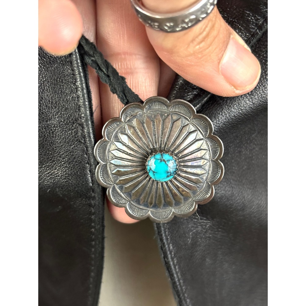 Michelle Julene Black Leather Jacket Western Concho Sterling Whipstitch Fitted S - Picture 7 of 16